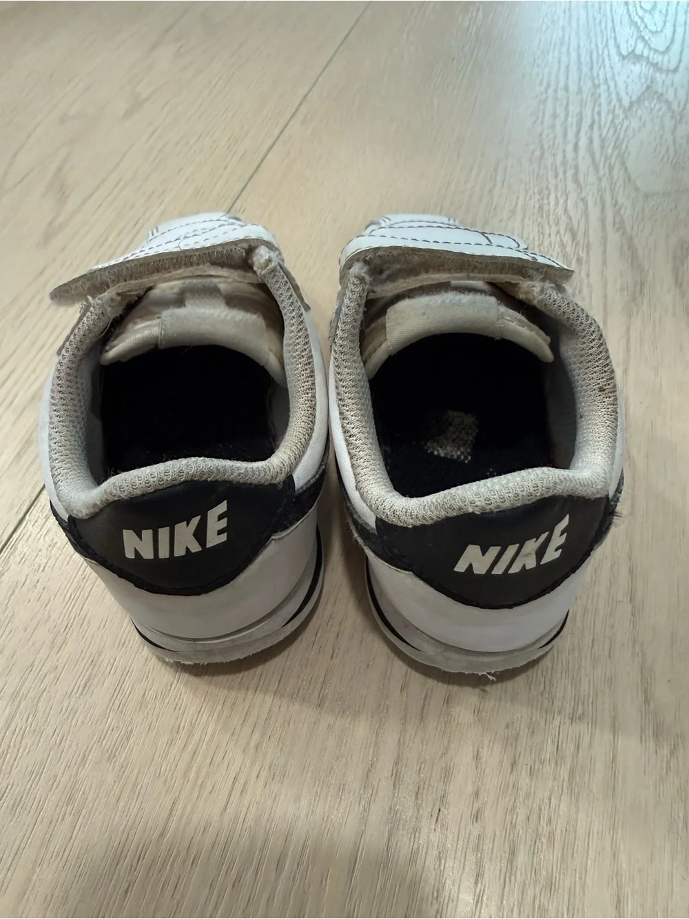 Nike Kids Cortez White & Black Velcro Sneakers | 7C
